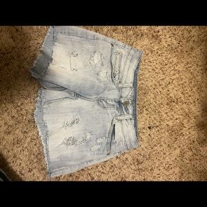 Ripped jean shorts. Only worn a couple times. Nice quality